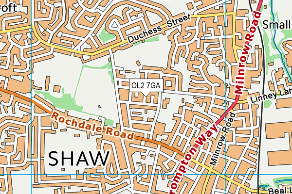 OL2 7GA map - OS VectorMap District (Ordnance Survey)