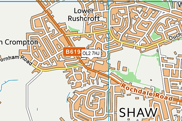 OL2 7HJ map - OS VectorMap District (Ordnance Survey)