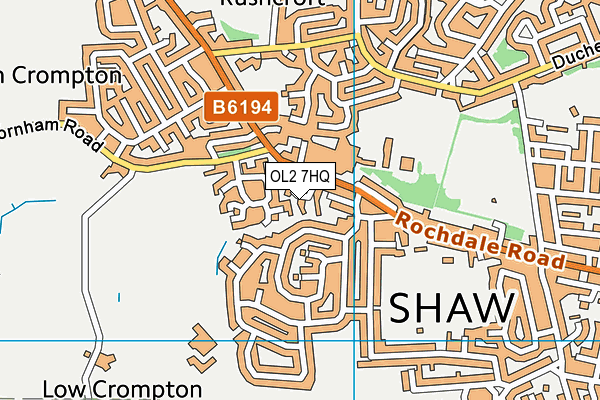 OL2 7HQ map - OS VectorMap District (Ordnance Survey)