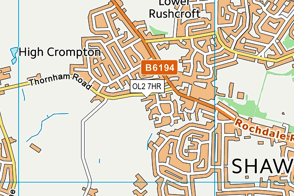 OL2 7HR map - OS VectorMap District (Ordnance Survey)