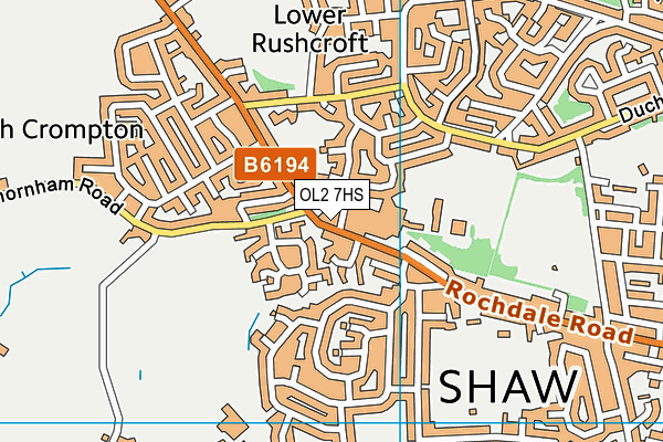 Crompton House C Of E School map (OL2 7HS) - OS VectorMap District (Ordnance Survey)