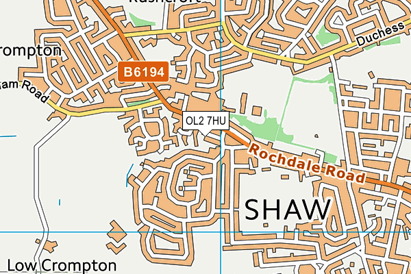 OL2 7HU map - OS VectorMap District (Ordnance Survey)