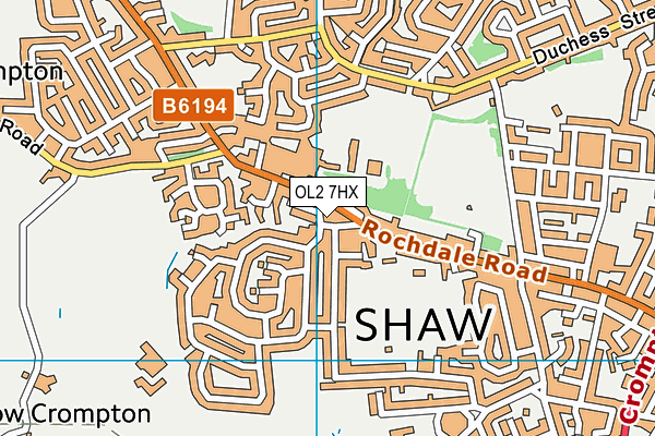 OL2 7HX map - OS VectorMap District (Ordnance Survey)