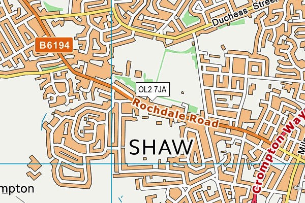 OL2 7JA map - OS VectorMap District (Ordnance Survey)