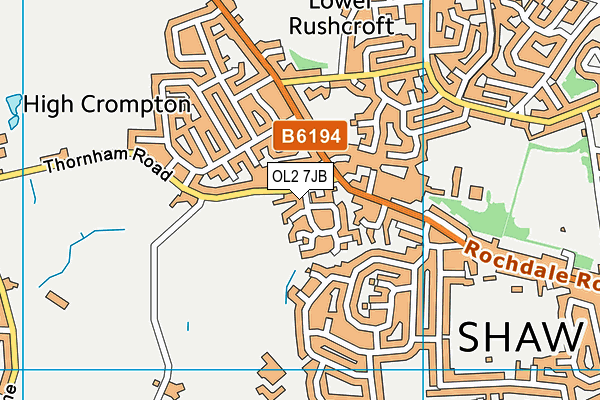 OL2 7JB map - OS VectorMap District (Ordnance Survey)