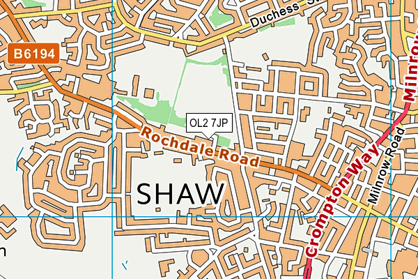 OL2 7JP map - OS VectorMap District (Ordnance Survey)