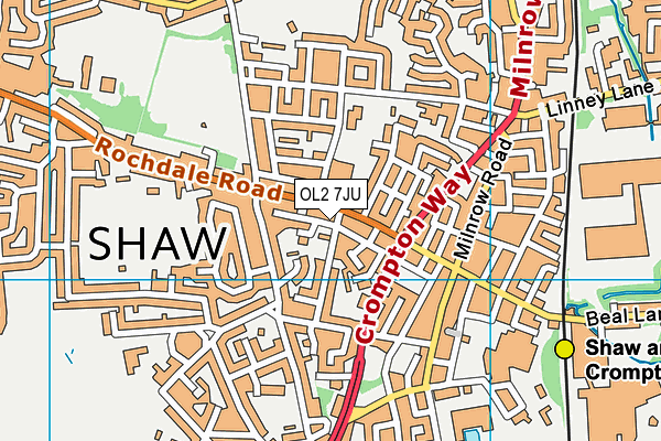 OL2 7JU map - OS VectorMap District (Ordnance Survey)