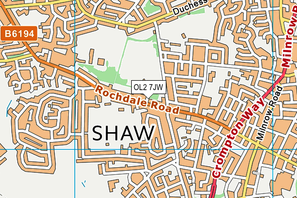 OL2 7JW map - OS VectorMap District (Ordnance Survey)