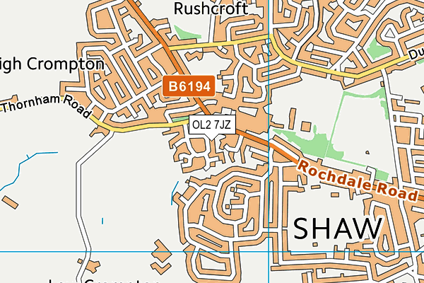 OL2 7JZ map - OS VectorMap District (Ordnance Survey)