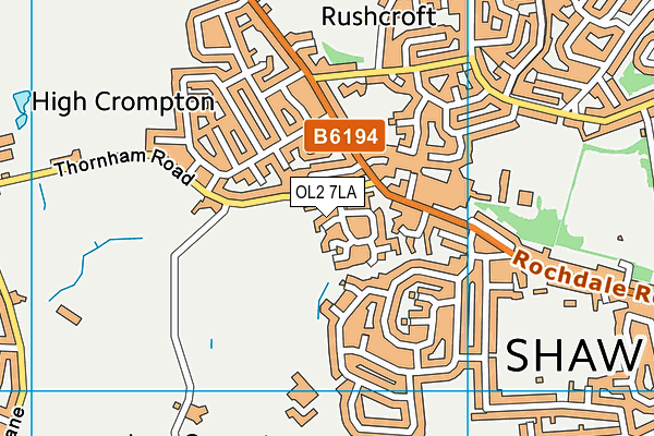 OL2 7LA map - OS VectorMap District (Ordnance Survey)