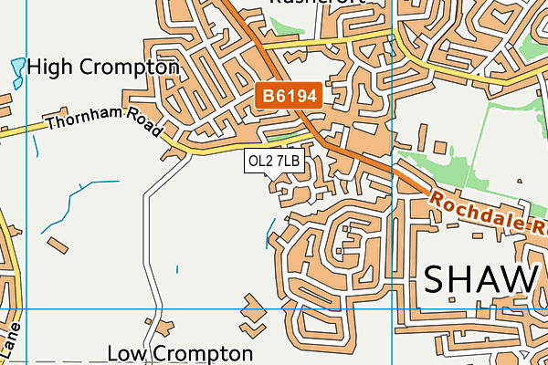 OL2 7LB map - OS VectorMap District (Ordnance Survey)