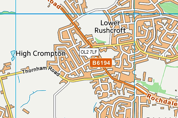 OL2 7LF map - OS VectorMap District (Ordnance Survey)