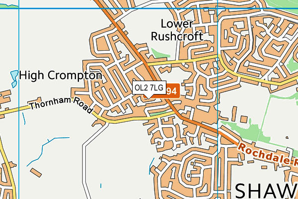 OL2 7LG map - OS VectorMap District (Ordnance Survey)