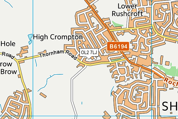 OL2 7LJ map - OS VectorMap District (Ordnance Survey)