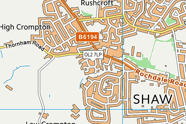 OL2 7LP map - OS VectorMap District (Ordnance Survey)