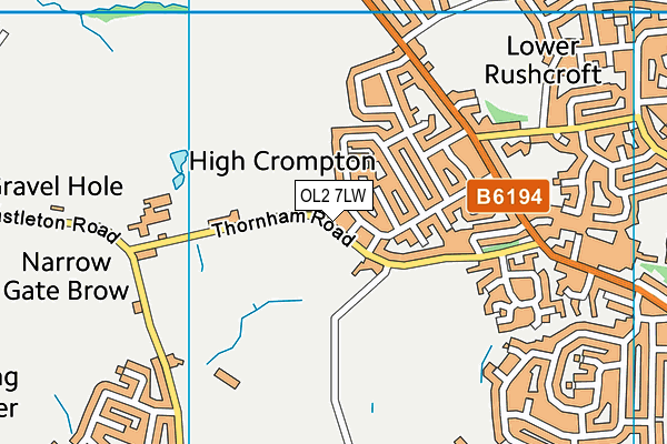 OL2 7LW map - OS VectorMap District (Ordnance Survey)