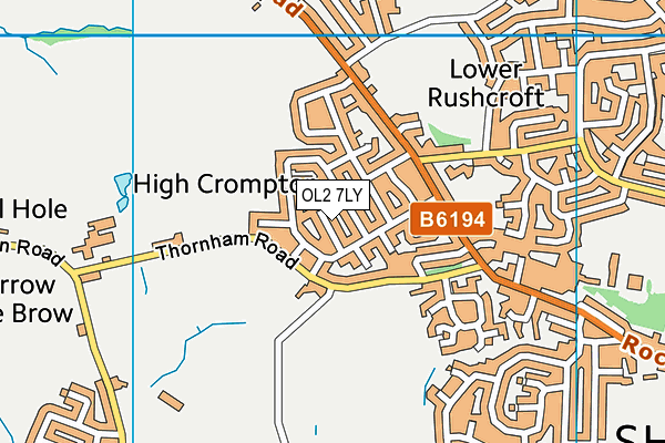 OL2 7LY map - OS VectorMap District (Ordnance Survey)