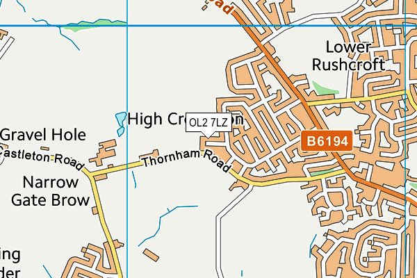 OL2 7LZ map - OS VectorMap District (Ordnance Survey)