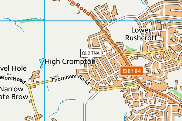 OL2 7NA map - OS VectorMap District (Ordnance Survey)