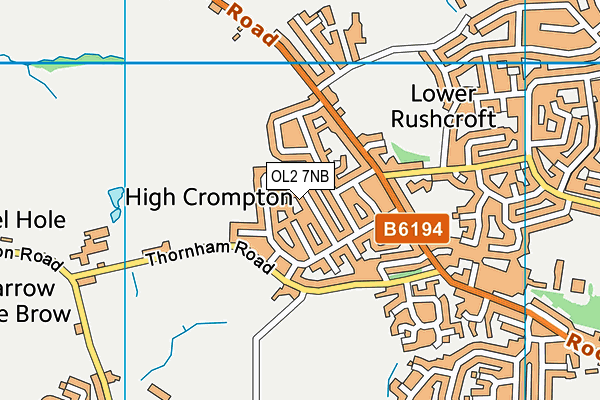 OL2 7NB map - OS VectorMap District (Ordnance Survey)