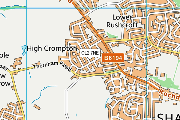 OL2 7NE map - OS VectorMap District (Ordnance Survey)