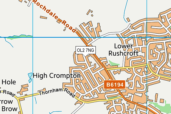 OL2 7NG map - OS VectorMap District (Ordnance Survey)