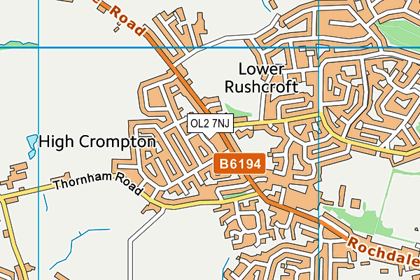 OL2 7NJ map - OS VectorMap District (Ordnance Survey)
