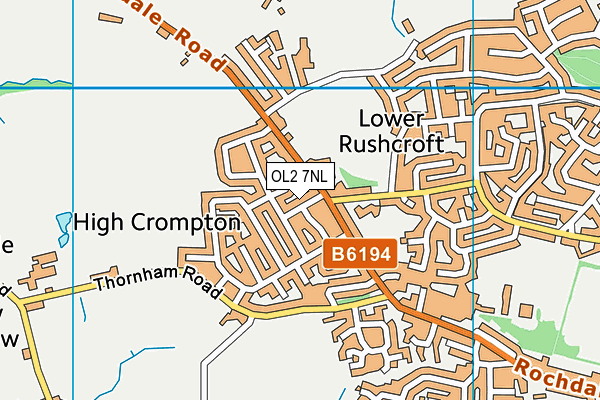 OL2 7NL map - OS VectorMap District (Ordnance Survey)