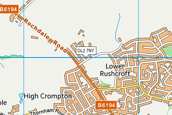 OL2 7NY map - OS VectorMap District (Ordnance Survey)