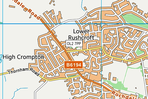 St Mary's CofE Primary School High Crompton map (OL2 7PP) - OS VectorMap District (Ordnance Survey)
