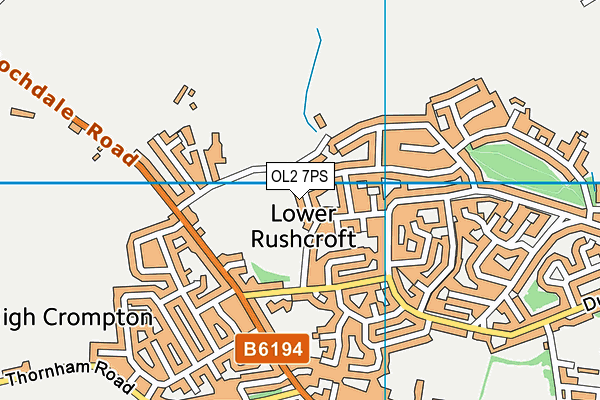 OL2 7PS map - OS VectorMap District (Ordnance Survey)