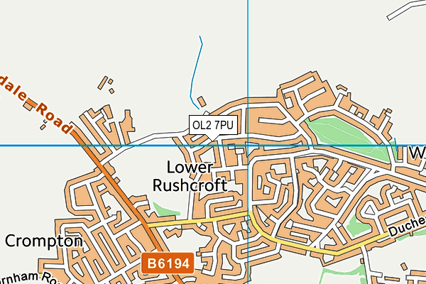 OL2 7PU map - OS VectorMap District (Ordnance Survey)