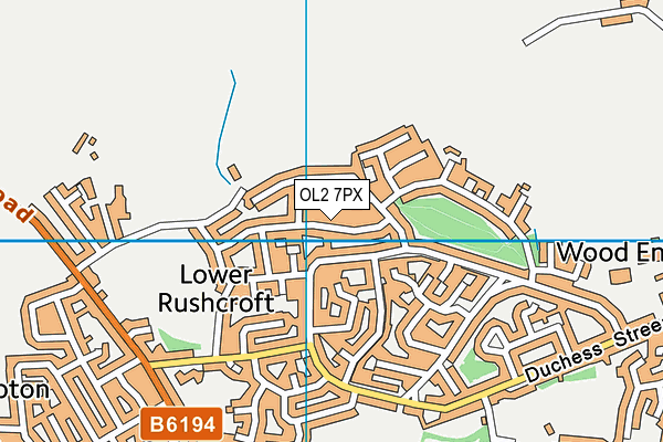 OL2 7PX map - OS VectorMap District (Ordnance Survey)