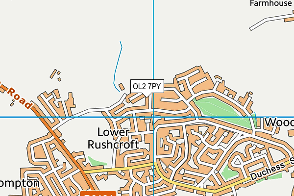 OL2 7PY map - OS VectorMap District (Ordnance Survey)