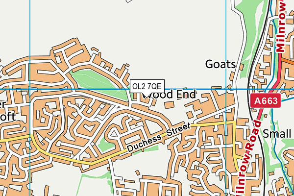 OL2 7QE map - OS VectorMap District (Ordnance Survey)