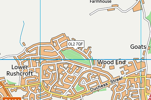 OL2 7QF map - OS VectorMap District (Ordnance Survey)