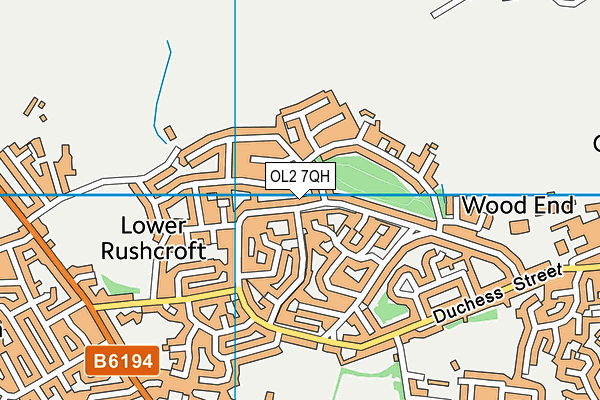 OL2 7QH map - OS VectorMap District (Ordnance Survey)