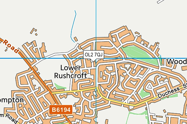 OL2 7QJ map - OS VectorMap District (Ordnance Survey)