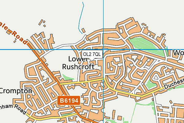 OL2 7QL map - OS VectorMap District (Ordnance Survey)