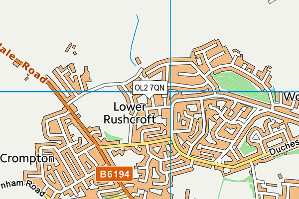 OL2 7QN map - OS VectorMap District (Ordnance Survey)
