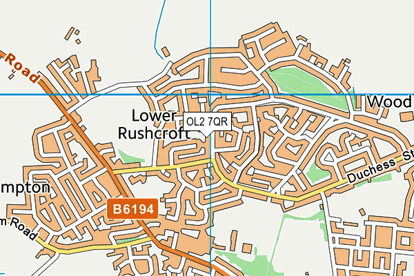 OL2 7QR map - OS VectorMap District (Ordnance Survey)