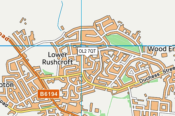 OL2 7QT map - OS VectorMap District (Ordnance Survey)
