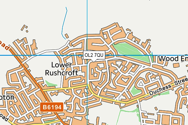 OL2 7QU map - OS VectorMap District (Ordnance Survey)