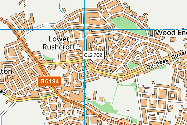 OL2 7QZ map - OS VectorMap District (Ordnance Survey)