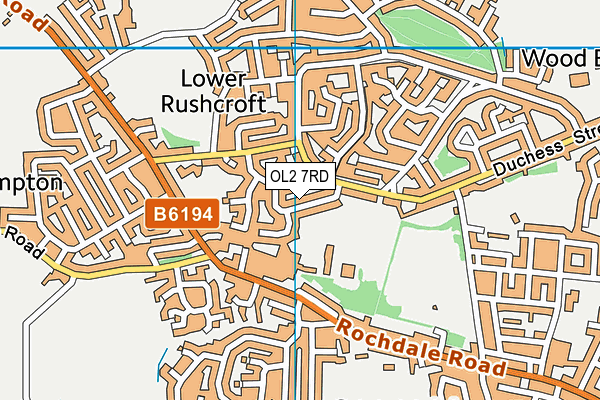 OL2 7RD map - OS VectorMap District (Ordnance Survey)