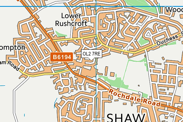 OL2 7RE map - OS VectorMap District (Ordnance Survey)