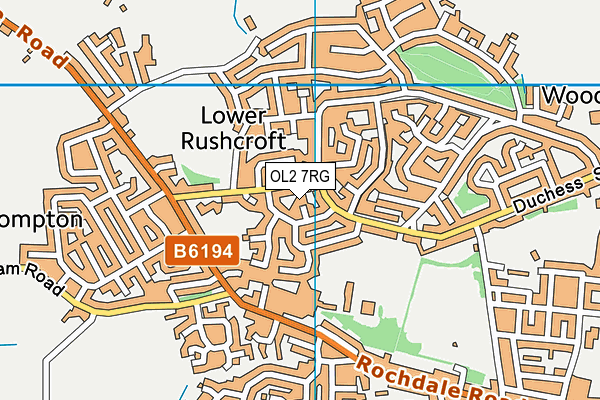 OL2 7RG map - OS VectorMap District (Ordnance Survey)