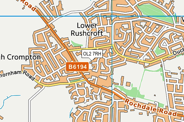 OL2 7RH map - OS VectorMap District (Ordnance Survey)