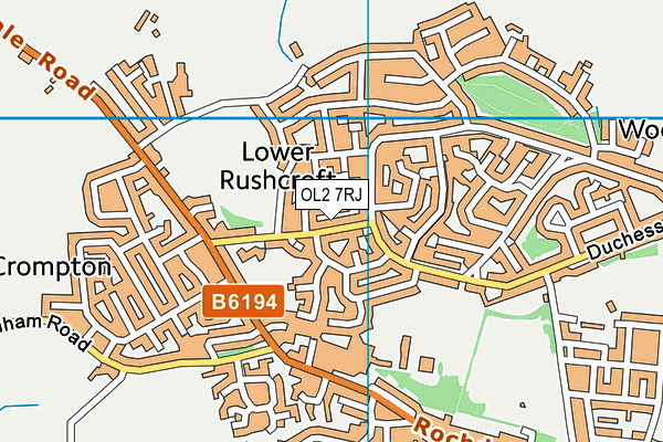 OL2 7RJ map - OS VectorMap District (Ordnance Survey)