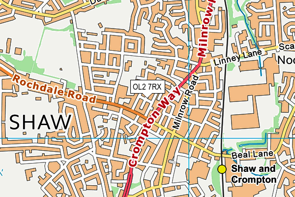 OL2 7RX map - OS VectorMap District (Ordnance Survey)